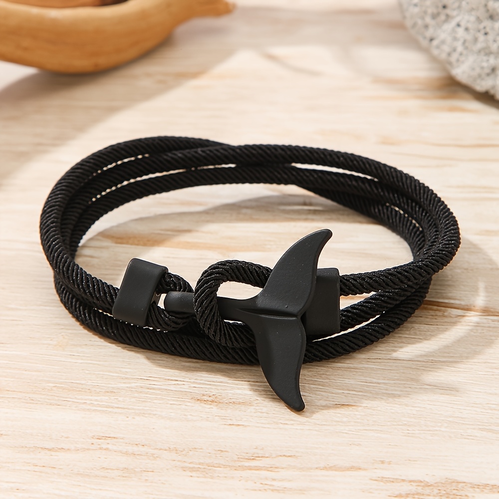 Men's Nautical Whale Tail Hand Braided Rope Bracelet